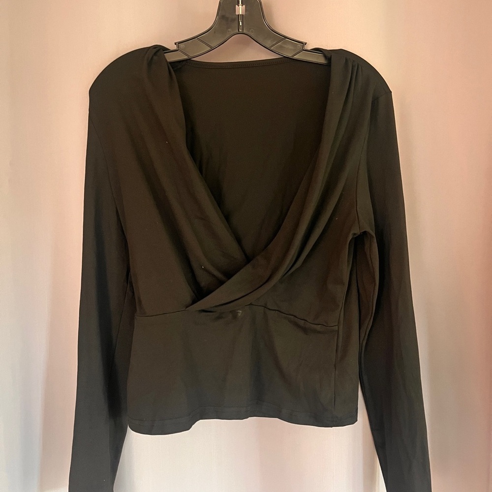 SHEIN Black Wrap-Style Blouse